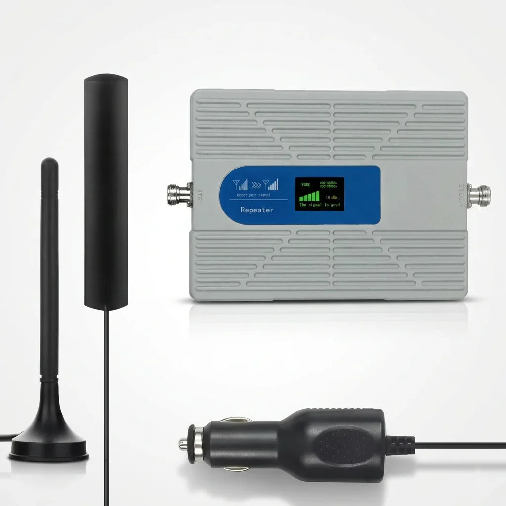 Vehicle booster kit for trucks and caravans with antenna and cabling, multi-carrier 4G/5G across Australia.